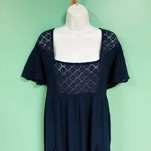 Bring The Romance Handkerchief Hem Maxi Dress in Navy